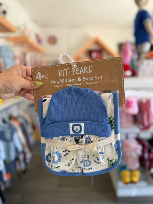 Set de gorro, guantes y paños para bebé