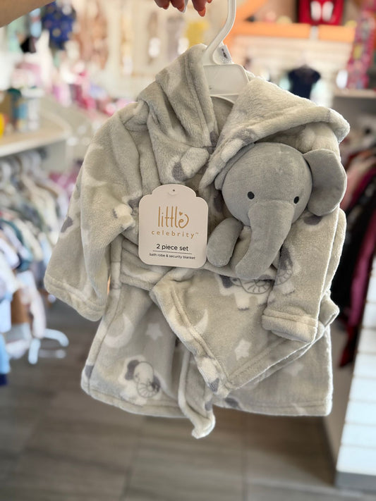 Set bata de baño elefante para bebé